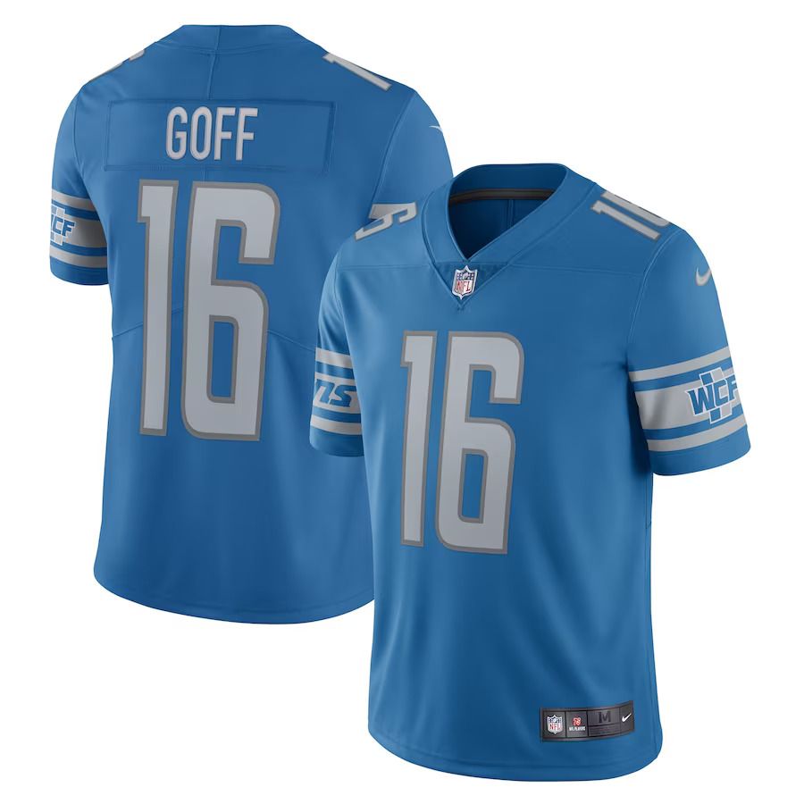 Men Detroit Lions 16 Jared Goff Nike Blue Vapor Limited NFL Jersey